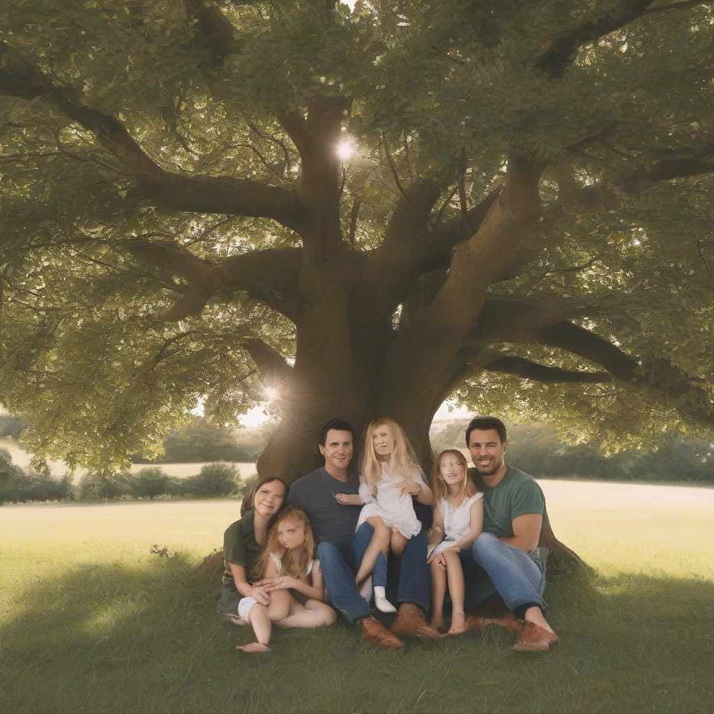  family under tree