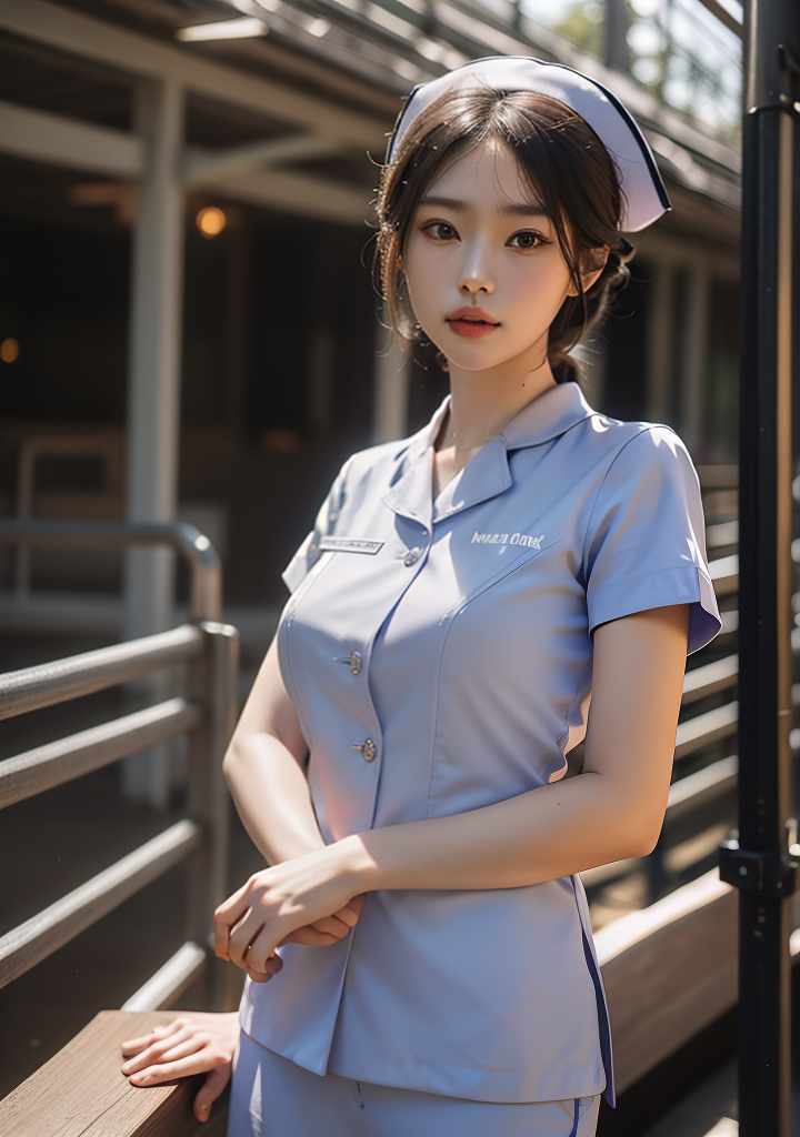  ((1girl ,, , outdoor)),(Thai Nurse,Nurse), beautiful, high quality,masterpiece,extremely detailed,high res,4k,ultra high res,detailed shadow,ultra realistic,dramatic lighting,bright light