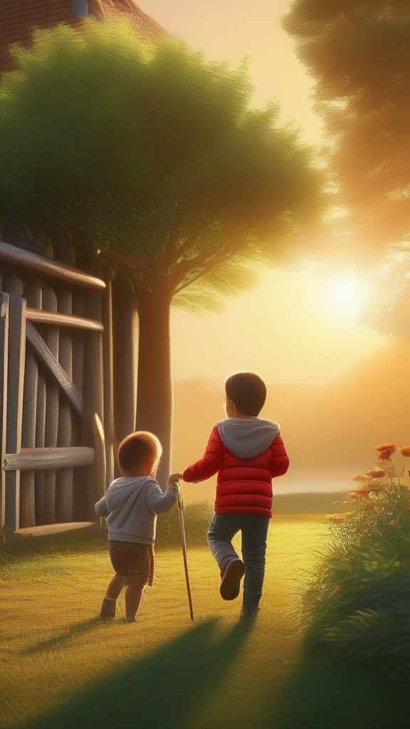  on sun rise morning beoutful childs playing hopoefully, ((masterpiece)), best quality, very detailed, high resolution, sharp, sharp image, extremely detailed, 4k, 8k