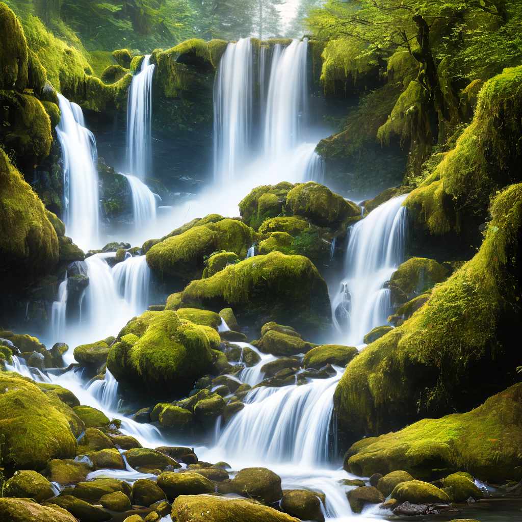  ((A masterpiece)),(((best quality))), 8k, high detailed, ultra-detailed. A waterfall painting. hyperrealistic, full body, detailed clothing, highly detailed, cinematic lighting, stunningly beautiful, intricate, sharp focus, f/1. 8, 85mm, (centered image composition), (professionally color graded), ((bright soft diffused light)), volumetric fog, trending on instagram, trending on tumblr, HDR 4K, 8K