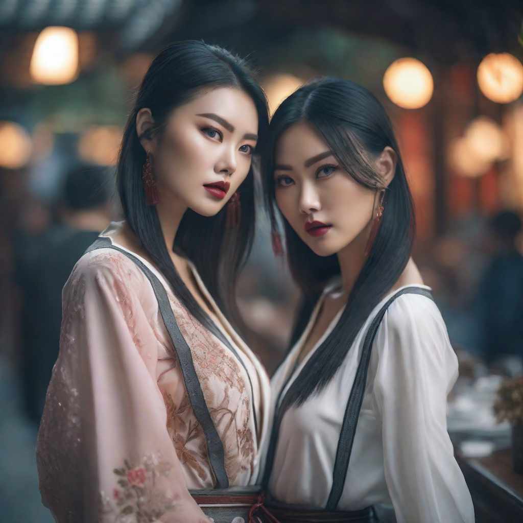  asian girls six, hyperrealistic, full body, detailed clothing, highly detailed, cinematic lighting, stunningly beautiful, intricate, sharp focus, f/1. 8, 85mm, (centered image composition), (professionally color graded), ((bright soft diffused light)), volumetric fog, trending on instagram, trending on tumblr, HDR 4K, 8K