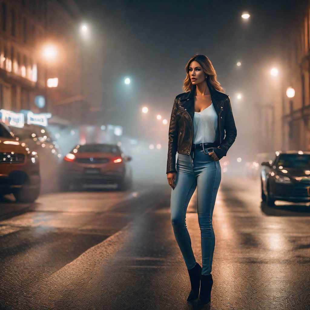  hot woman, hyperrealistic, full body, detailed clothing, highly detailed, cinematic lighting, stunningly beautiful, intricate, sharp focus, f/1. 8, 85mm, (centered image composition), (professionally color graded), ((bright soft diffused light)), volumetric fog, trending on instagram, trending on tumblr, HDR 4K, 8K