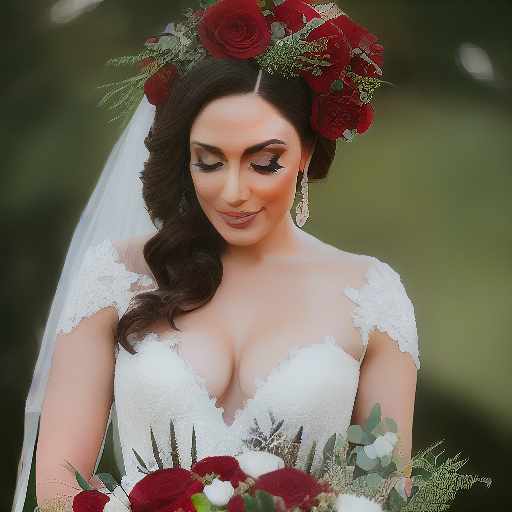  Bride with red flower hyperrealistic, full body, detailed clothing, highly detailed, cinematic lighting, stunningly beautiful, intricate, sharp focus, f/1. 8, 85mm, (centered image composition), (professionally color graded), ((bright soft diffused light)), volumetric fog, trending on instagram, trending on tumblr, HDR 4K, 8K