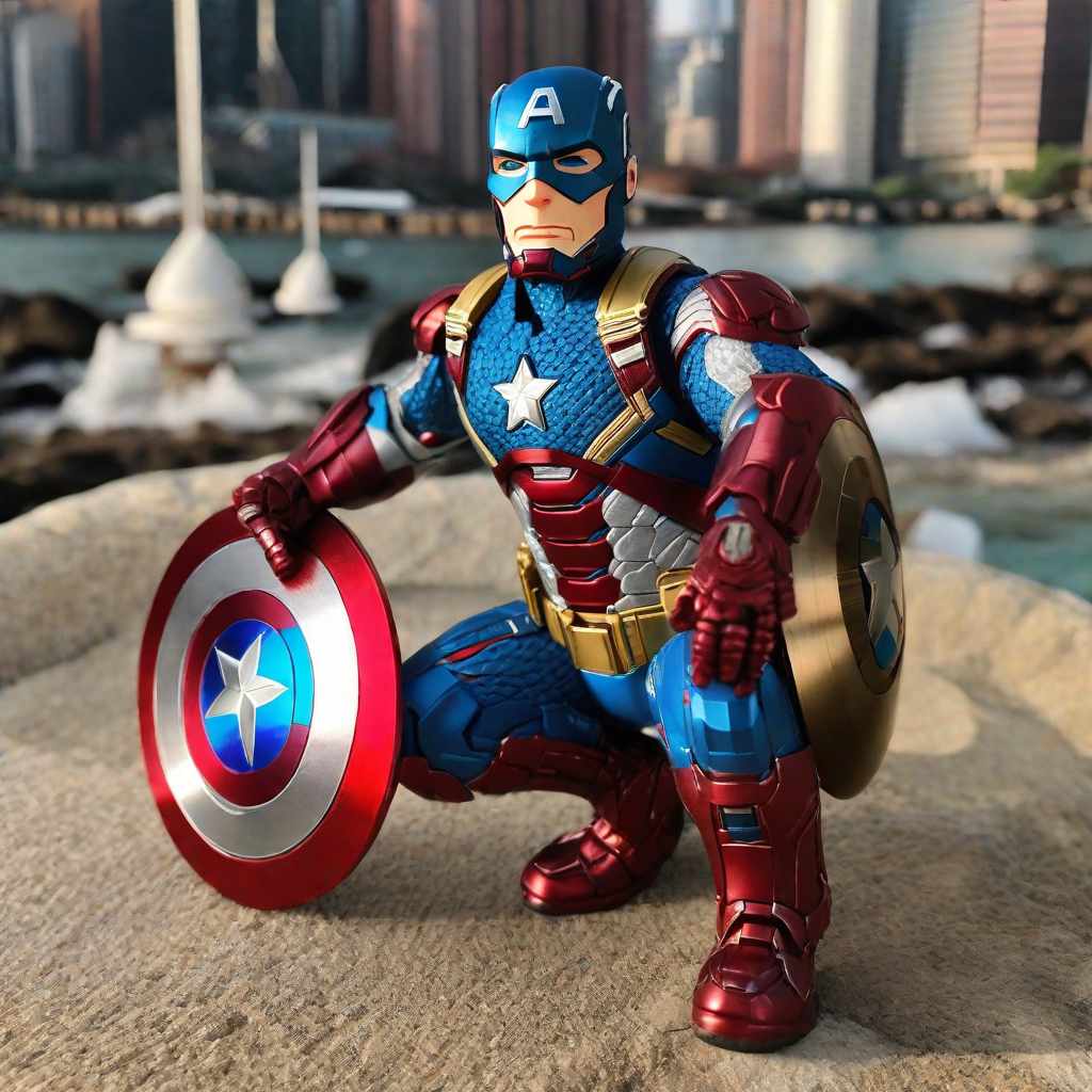  Masterpiece, best quality, Captain America wearing Iron Man clothes in front of the Oriental Pearl