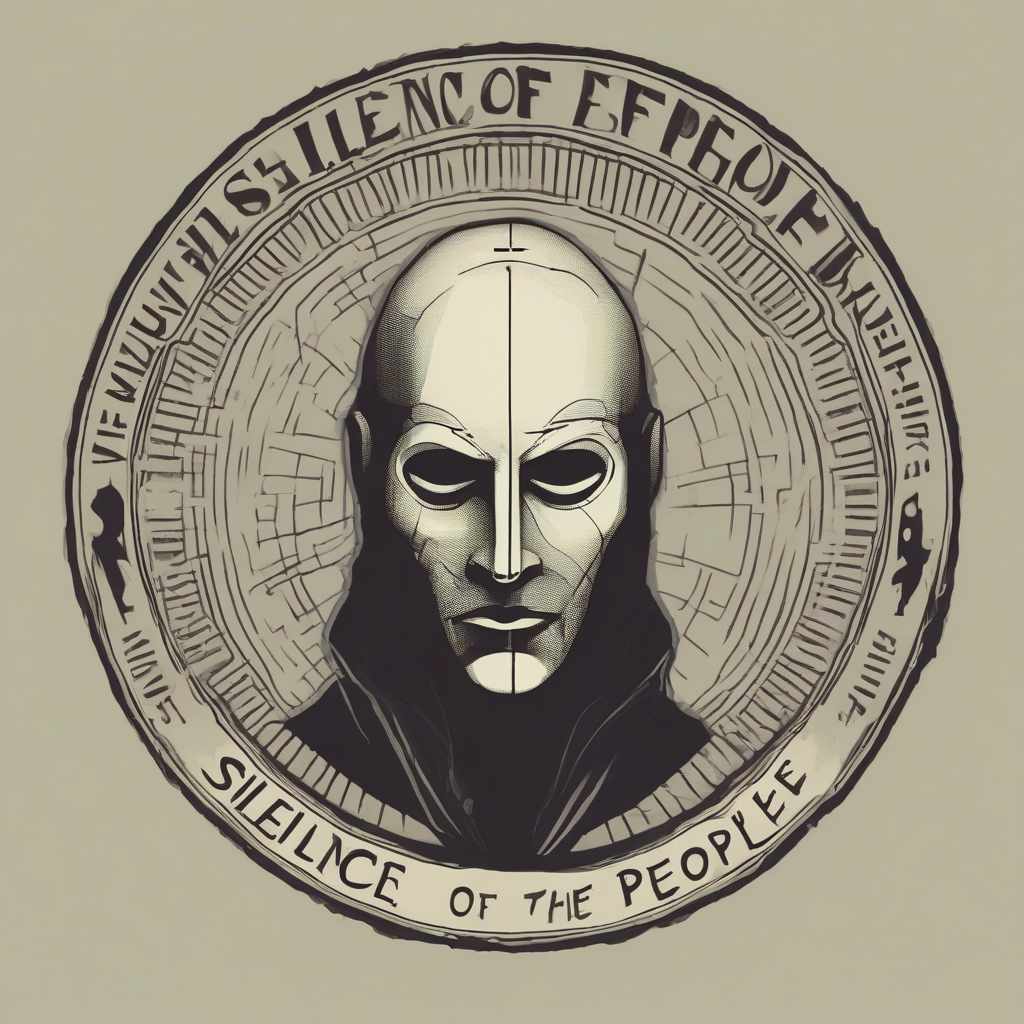  Man without a mouth, logo with text "Silence of the people"