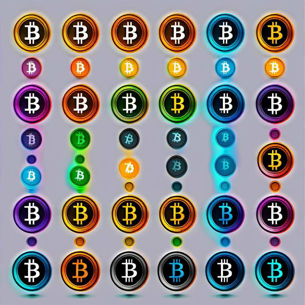 Bitcoin symbol, in different styles, different color.