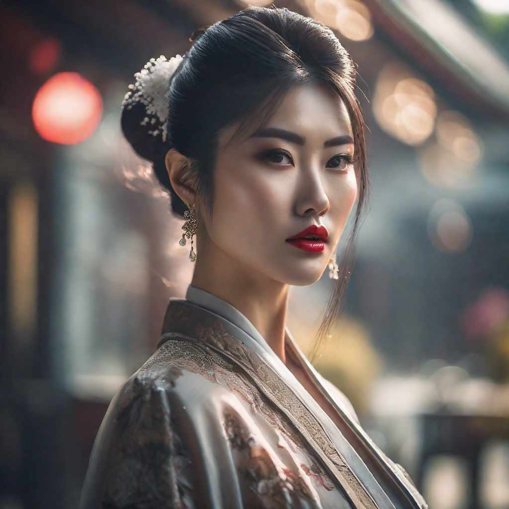  asian girl, hyperrealistic, full body, detailed clothing, highly detailed, cinematic lighting, stunningly beautiful, intricate, sharp focus, f/1. 8, 85mm, (centered image composition), (professionally color graded), ((bright soft diffused light)), volumetric fog, trending on instagram, trending on tumblr, HDR 4K, 8K