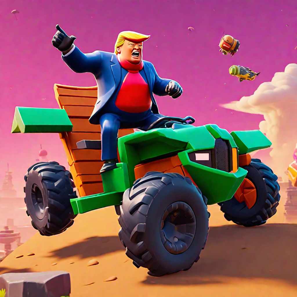  masterpiece, best quality, donald trump skybasing in fortnite with a quadcrasher